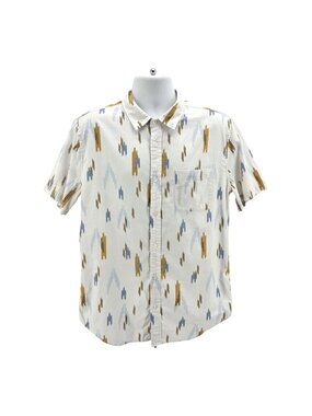 Outerknown Mens Large Shirt Organic Cotton Abstract Western Ivory Multicolor